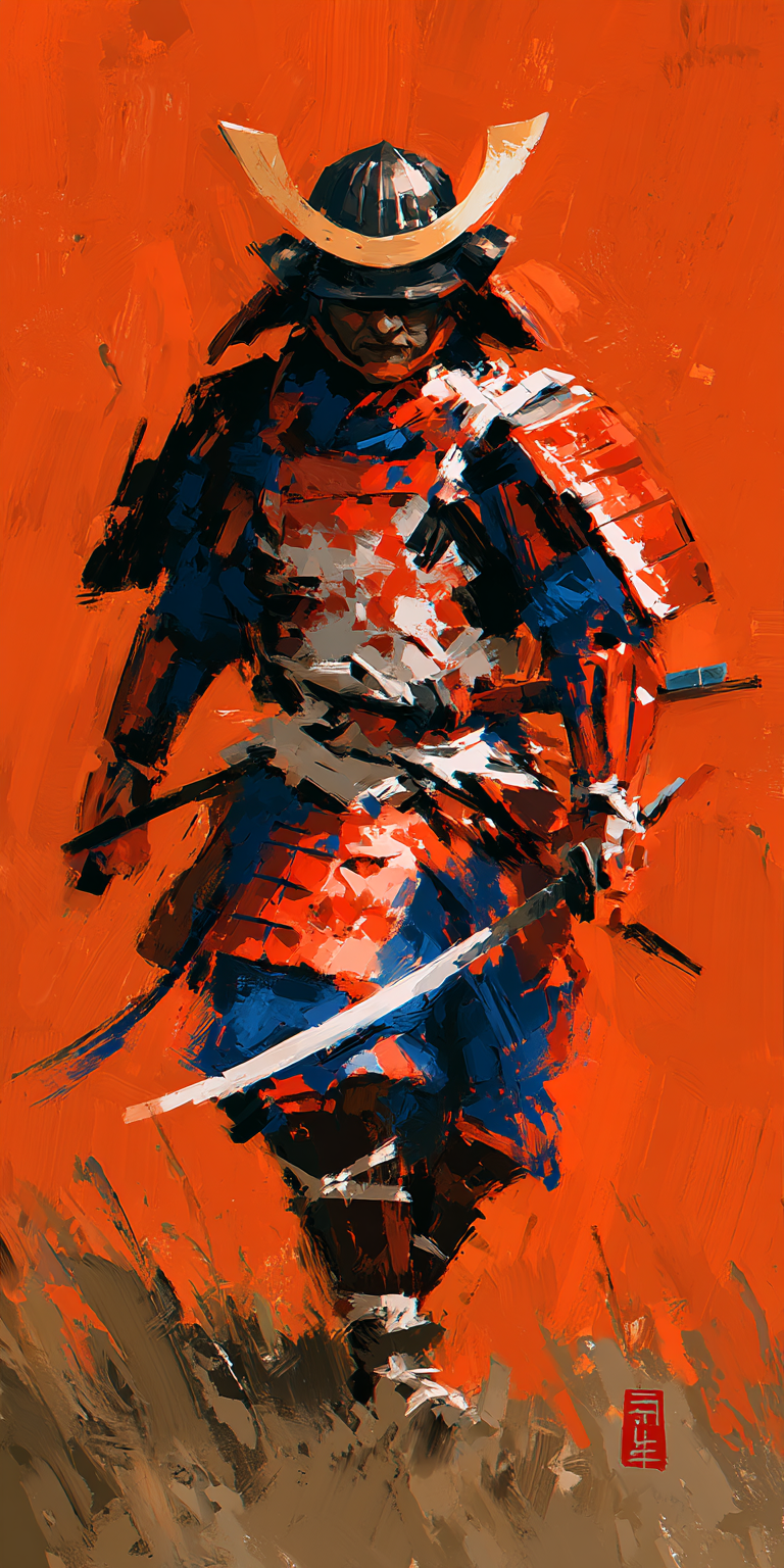 صورة مولدة بالذكاء الاصطناعي: Midjourney prompt: Samurai in full armor, concept art in the style of... (نموذج Midjourney - فن مفاهيمي)