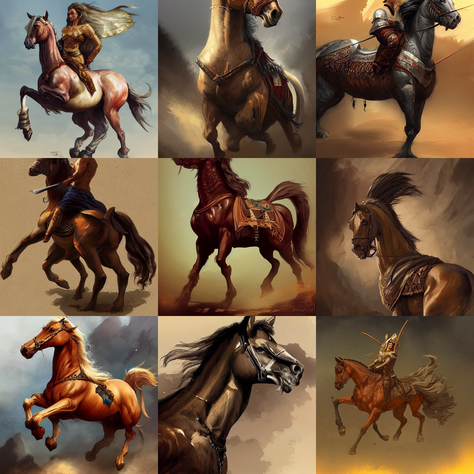 Stable Diffusion prompt: medieval arabian horse, highly d...