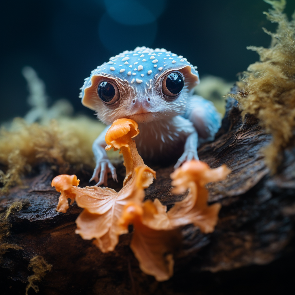 AI generated: Midjourney prompt: a magical creature with blue eyes and a small whit... (Midjourney - Photography)