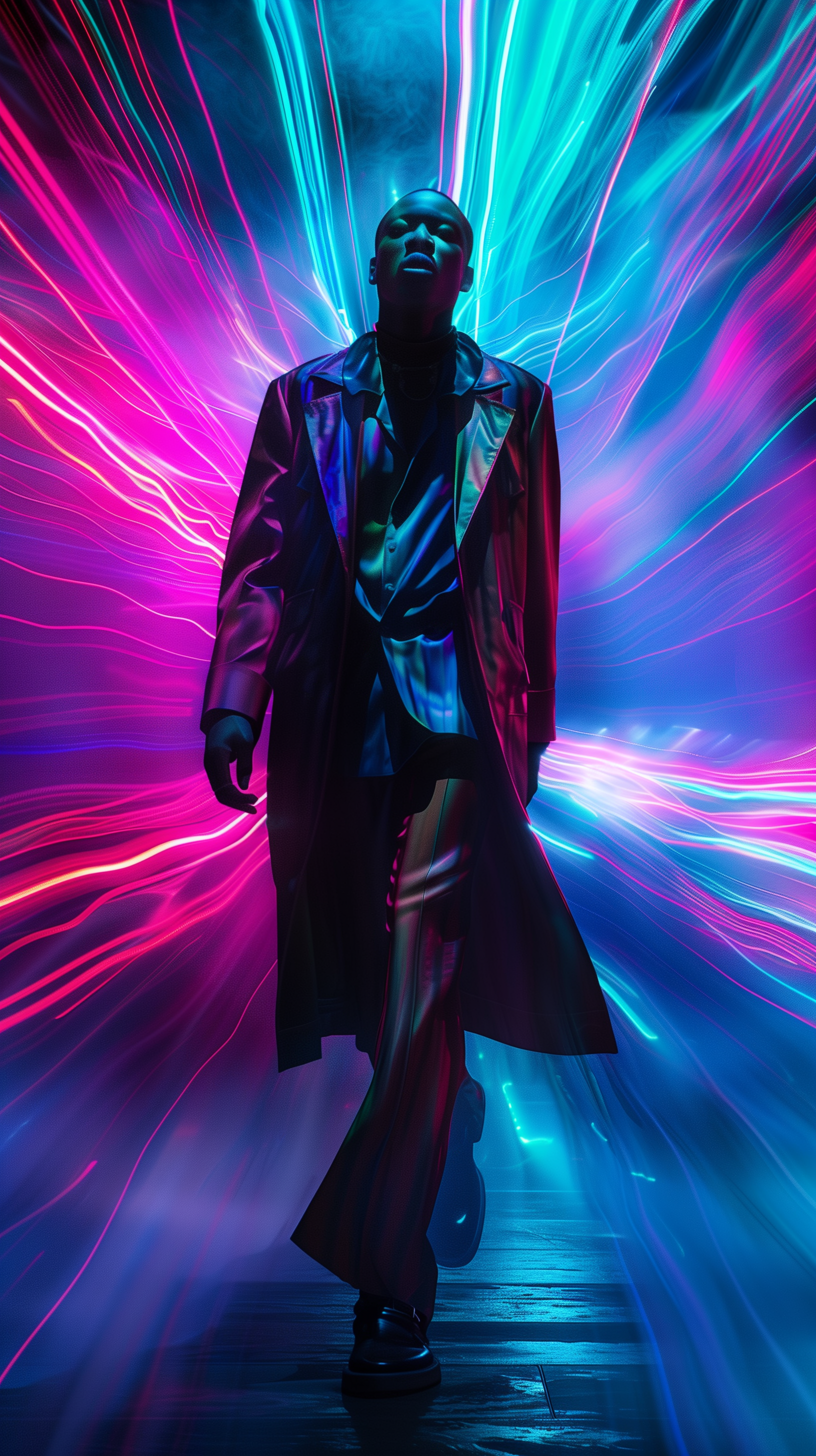 AI generated: Midjourney prompt: photography, full-body, street wearing, dynamic po... (Midjourney - Fashion)