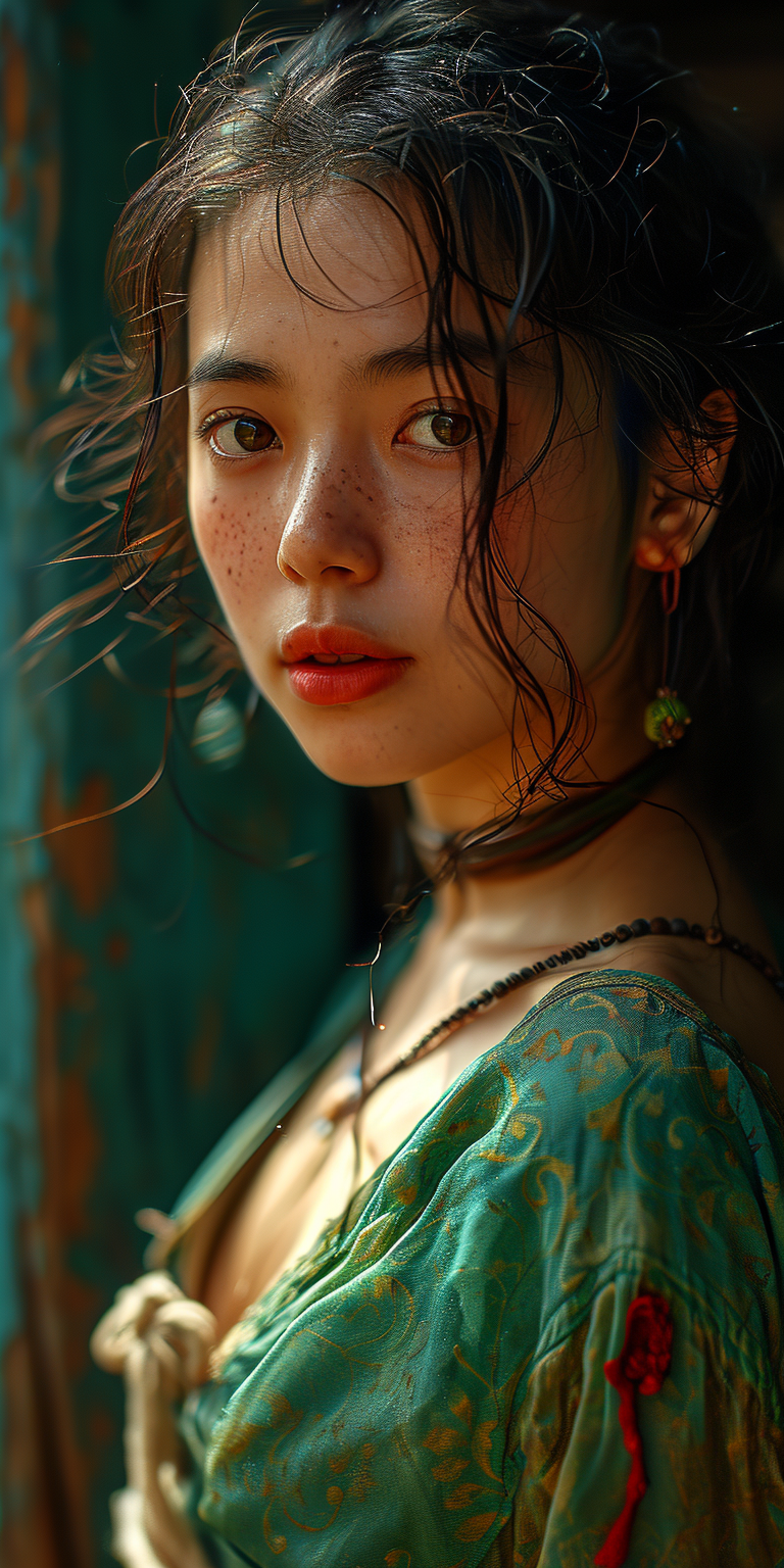 AI generated: Midjourney prompt: chinese girl with blowing hair 3bhk, in the style ... (Midjourney - Portraits)