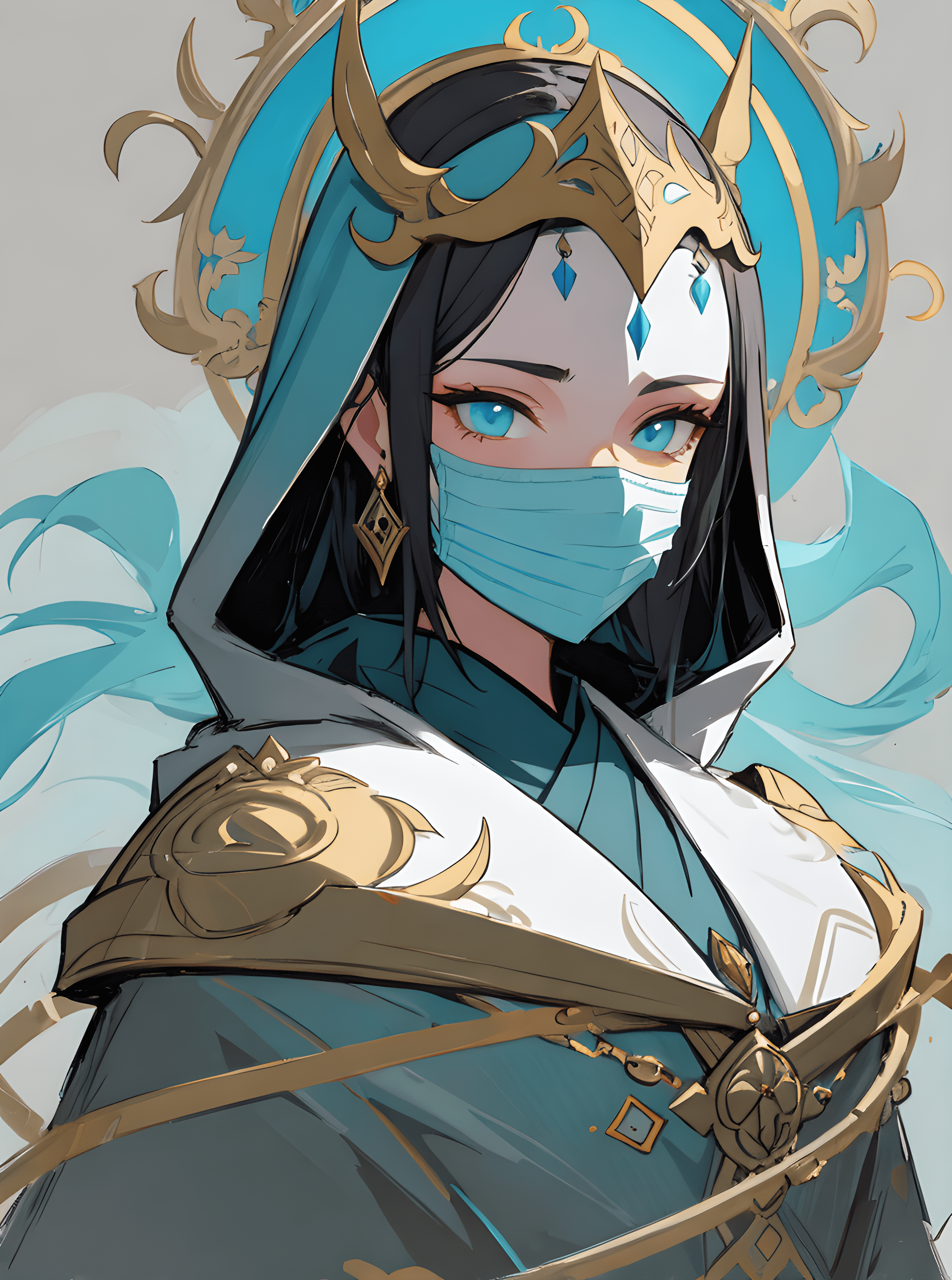 AI generated: Counterfeit-V2.5 prompt: a painting of a woman holding a skull, a character... (Counterfeit-V2.5 - Concept Art)