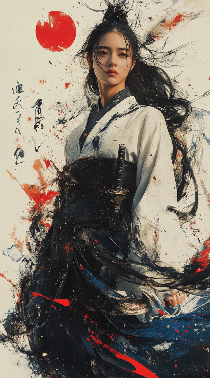 Midjourney prompt: Movie poster featuring a female character in a str... - Midjourney