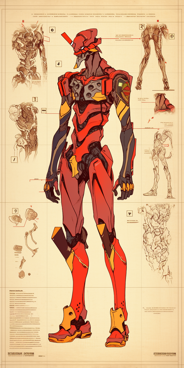 AI generated: Midjourney prompt: anatomical picture of a Eva-02 with cross-sectio... (Midjourney - Concept Art)