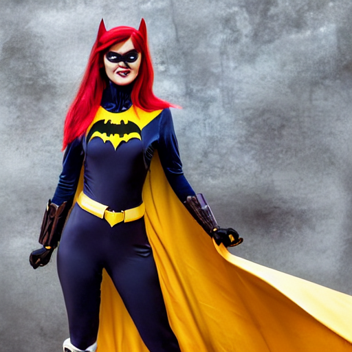 Stable Diffusion prompt: female dressed as batgirl, gorge...
