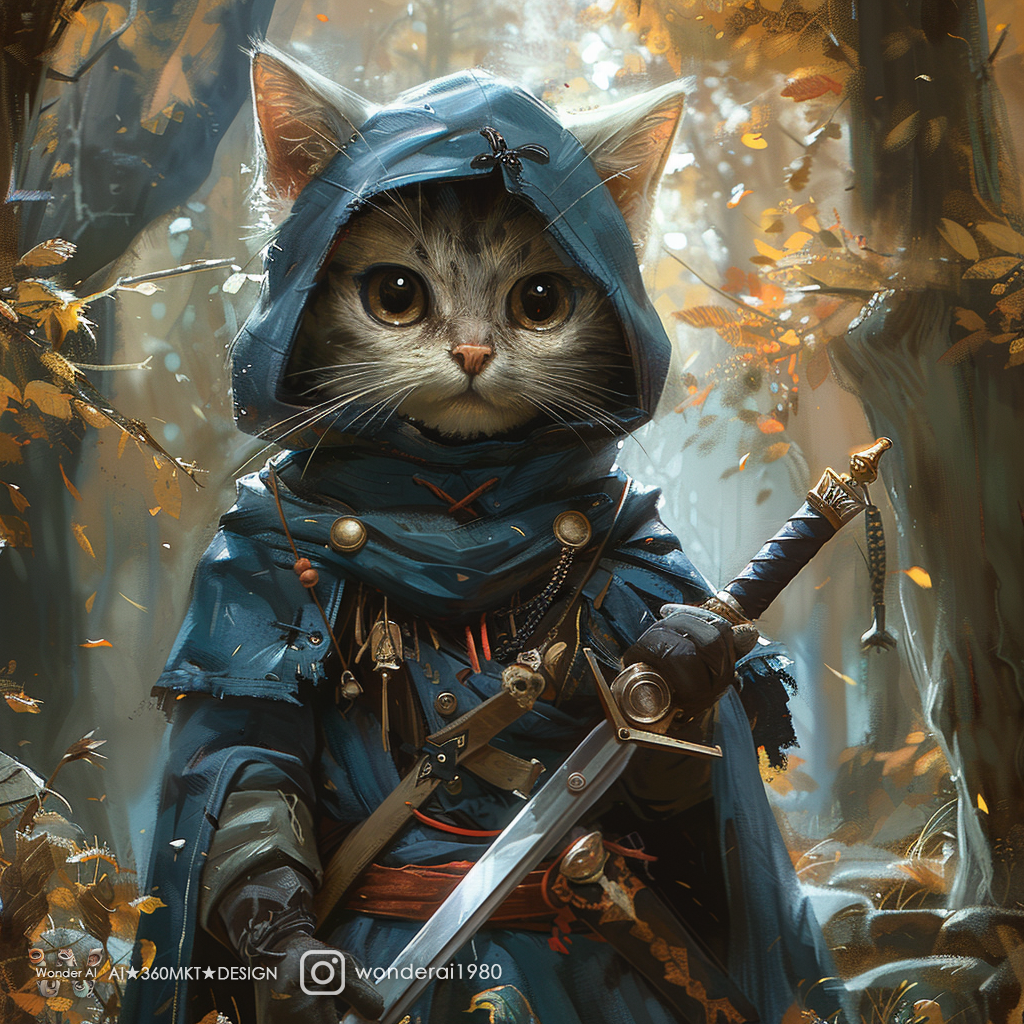 AI generated: Swordsman and tender (Midjourney - Photography)