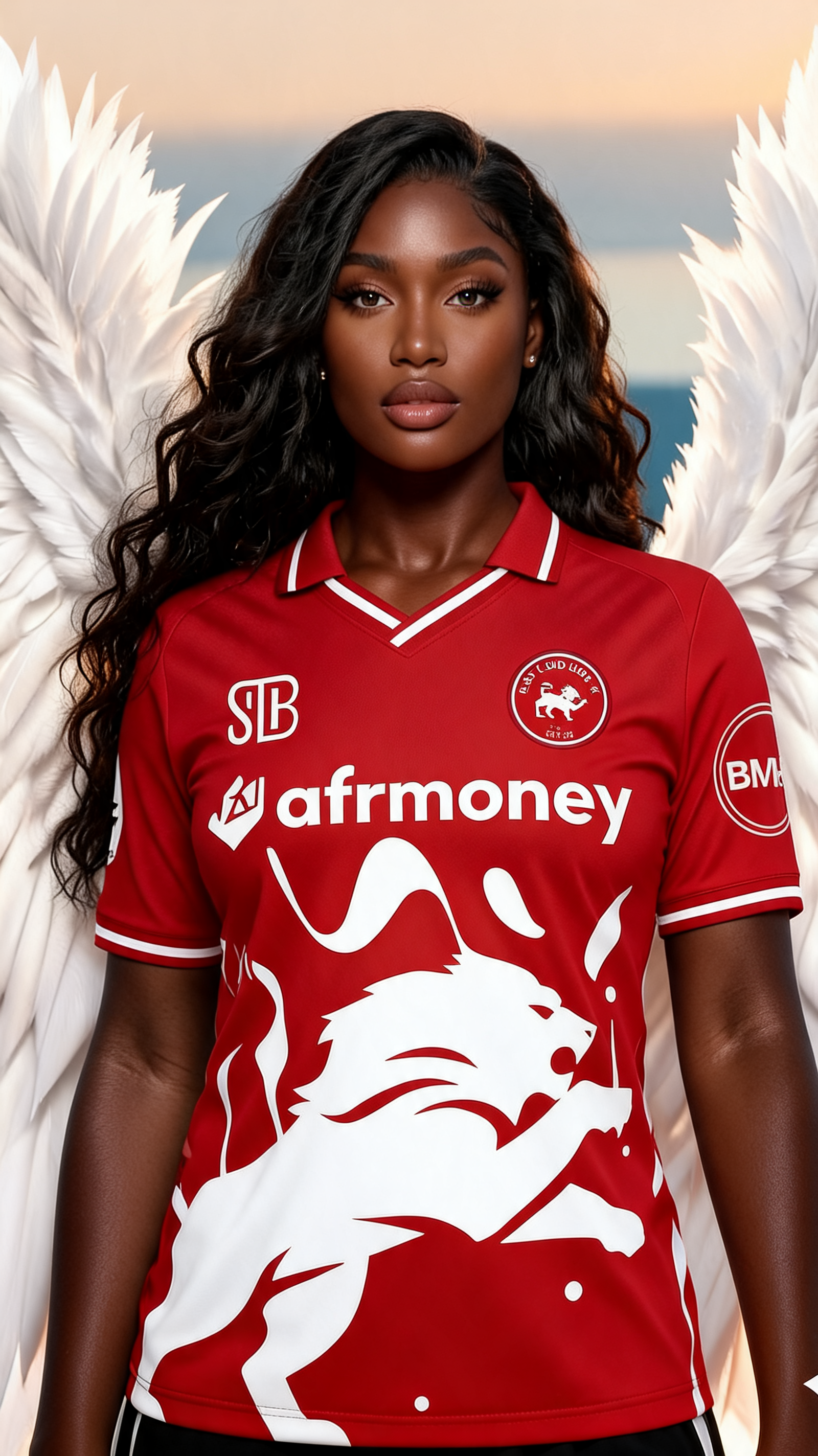 صورة مولدة بالذكاء الاصطناعي: Seedream 5 prompt: swap the outfit of the angel with the attached red... (نموذج Seedream 5 - أزياء وموضة)