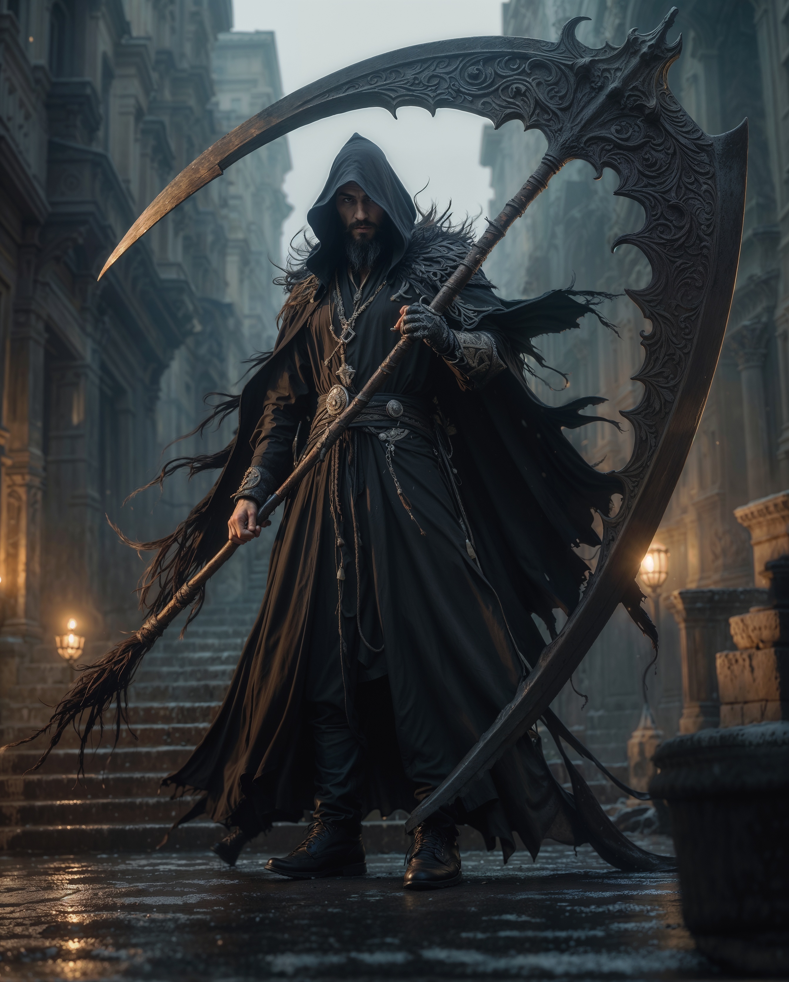 AI generated: Doubled Edged Scythe Wielder (Stable Diffusion - Photography)