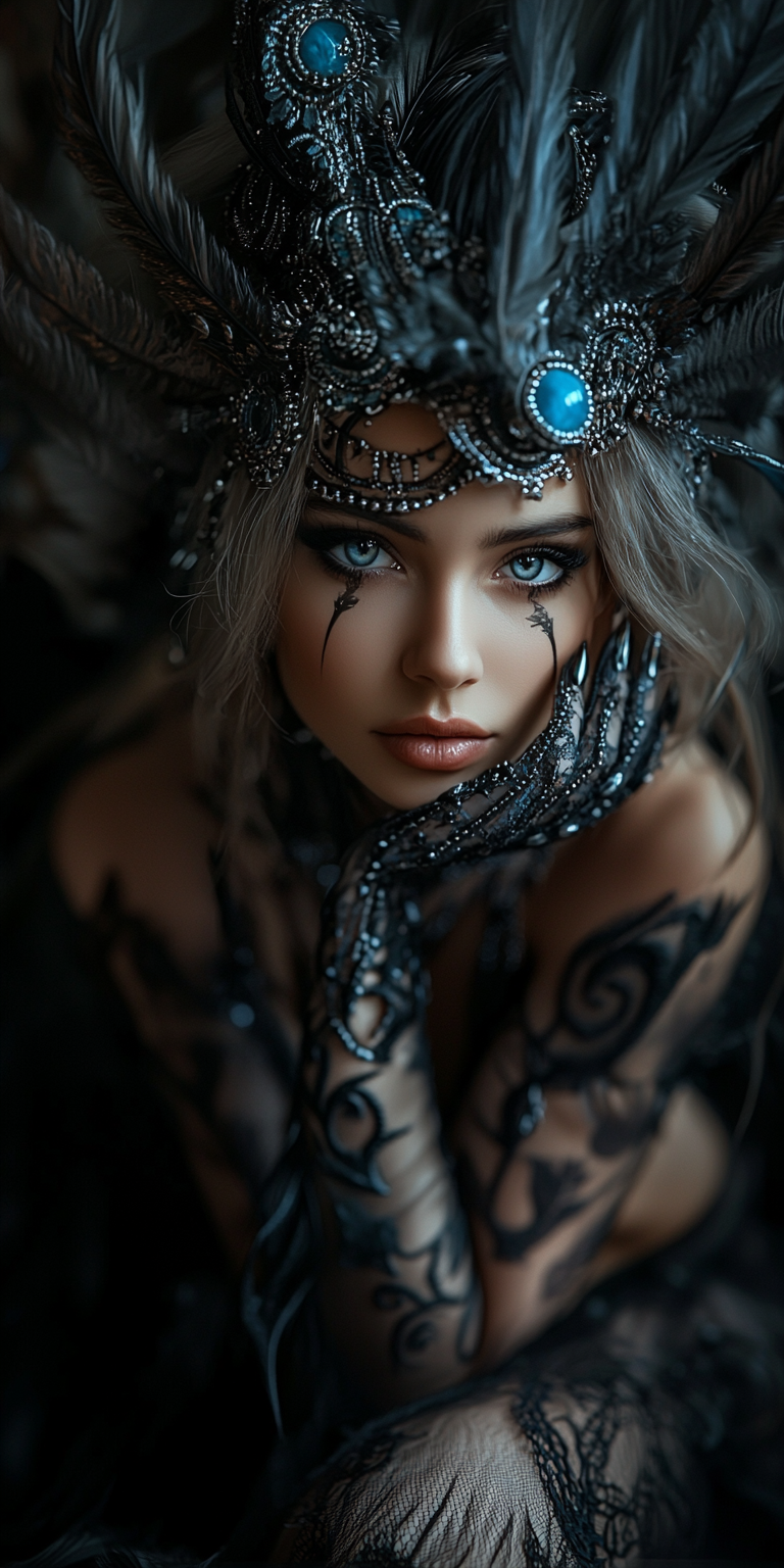 AI generated: Midjourney prompt: A beautiful pale skin girl with intricate metalwor... (Midjourney - Portraits)