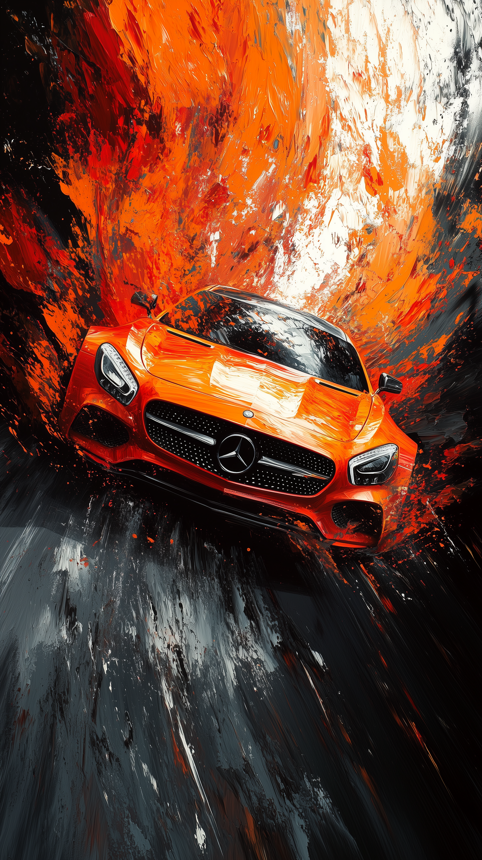 AI generated: Orange Mercedes Benz (Midjourney - Concept Art)