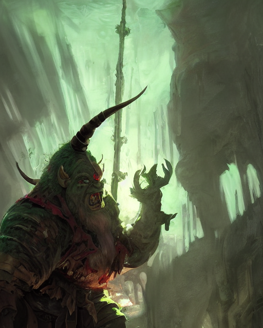Stable Diffusion prompt: a midget green orc with horns or...