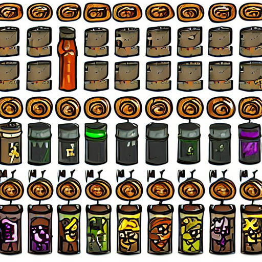 Stable Diffusion prompt: game sprite sheet of rpg potion ...