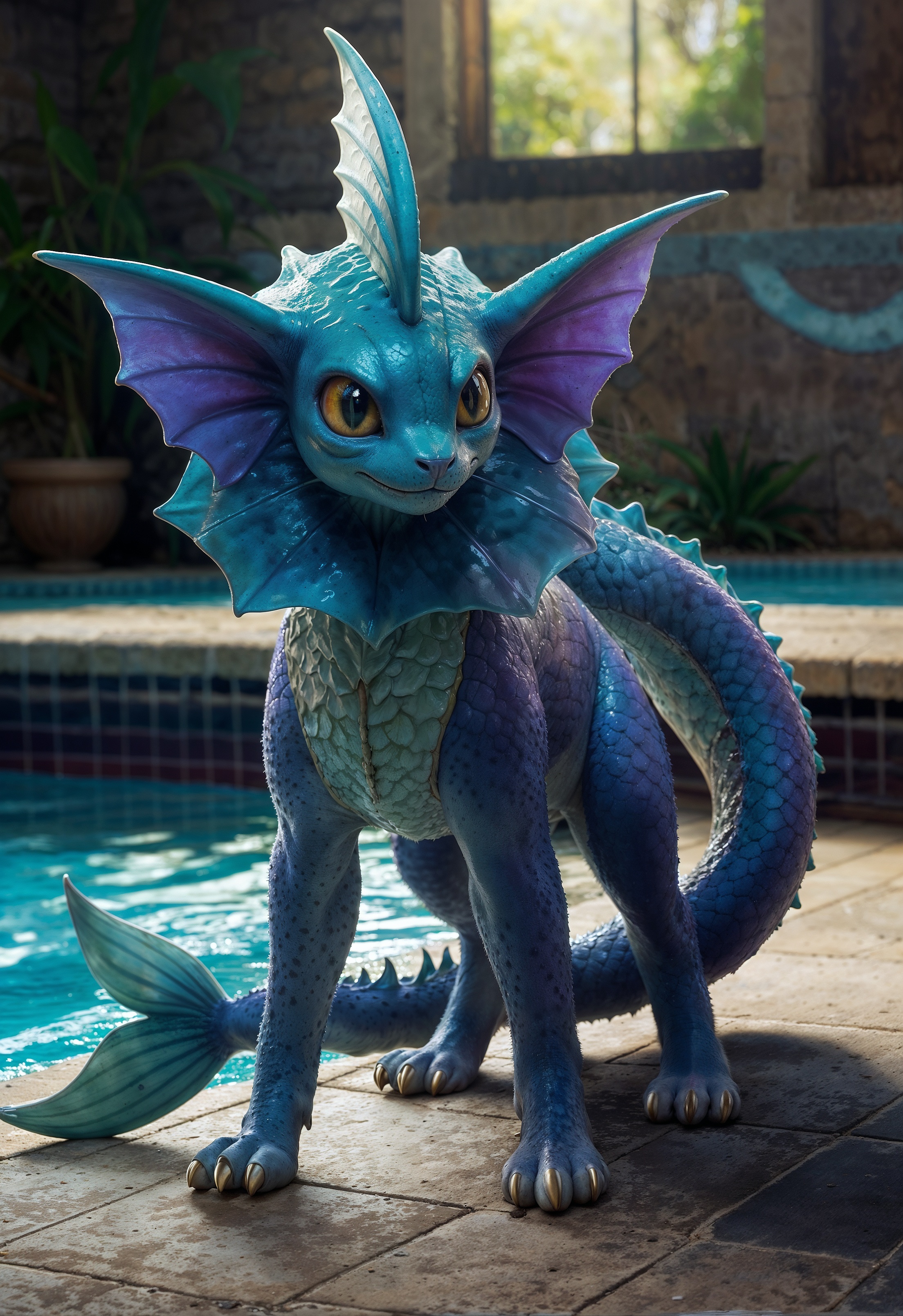 صورة مولدة بالذكاء الاصطناعي: Vaporeon Pokémon (نموذج SD XL - تصوير فوتوغرافي)