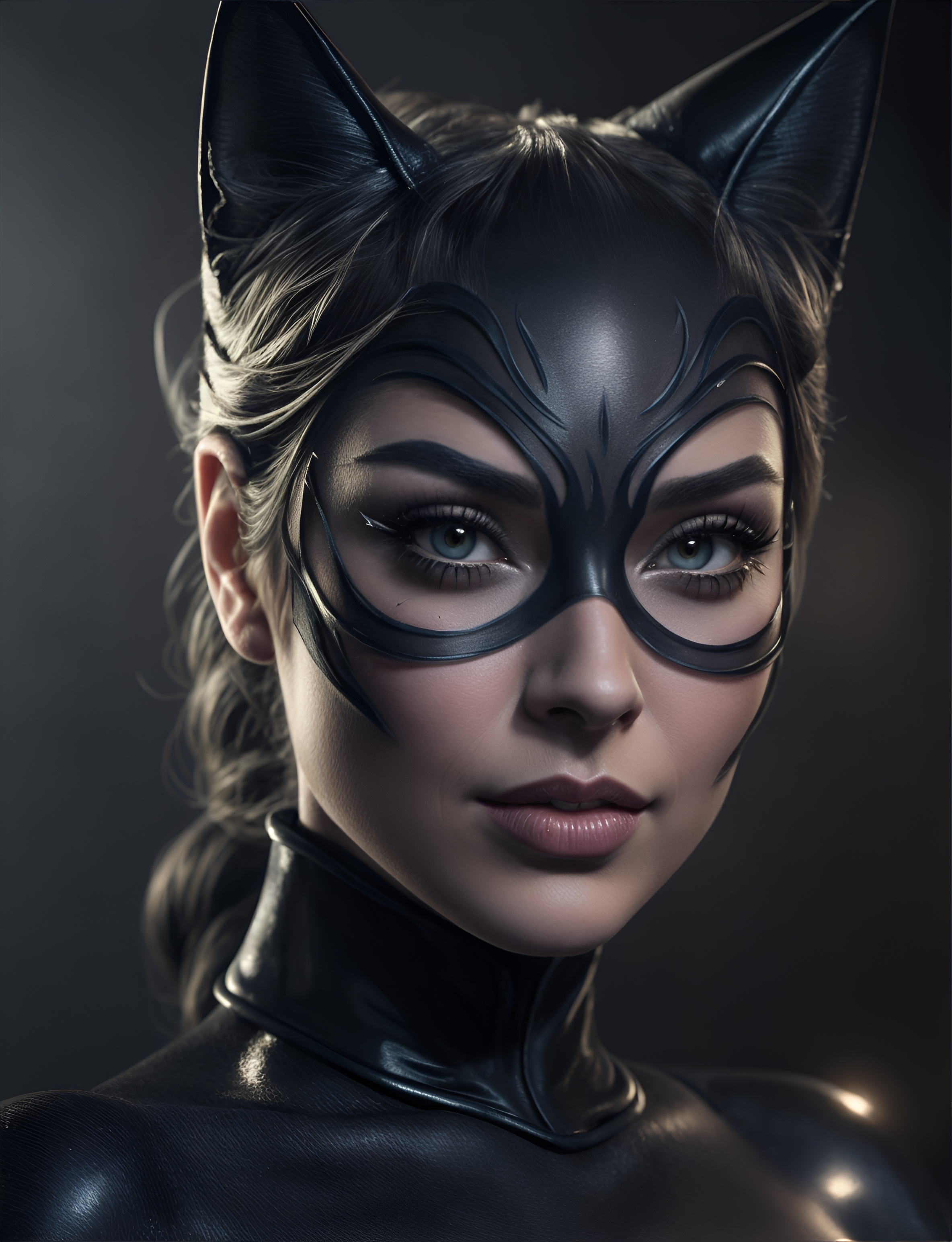 AI generated: Midjourney prompt: A photogenic portrait of Elsa as Catwoman, her cos... (Midjourney - Photography)