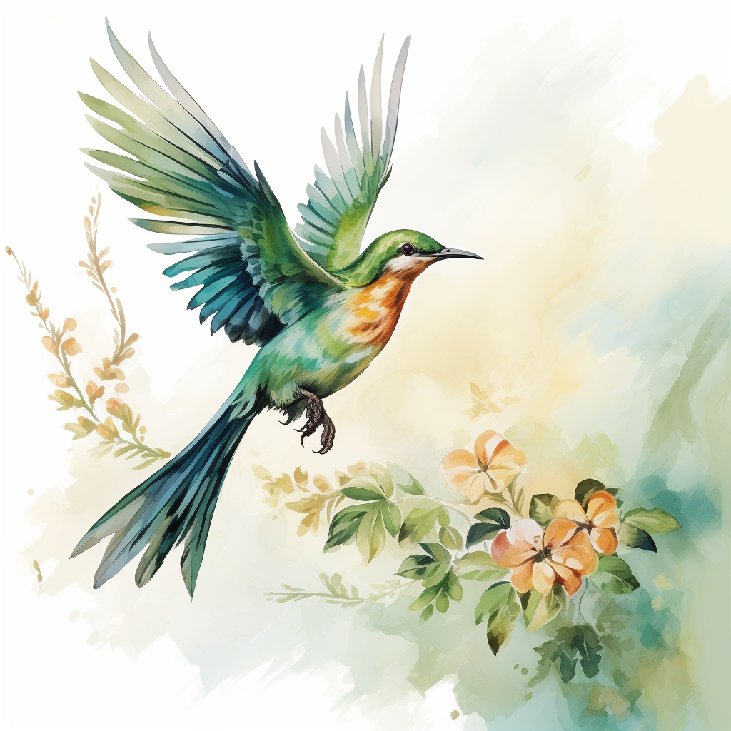 AI generated: Midjourney prompt: UI traditional illustration, bird flying, harmony,... (Midjourney - Portraits)