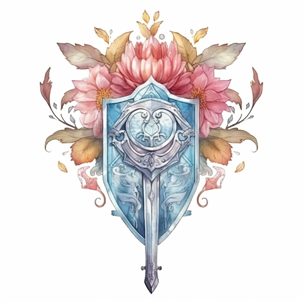 AI generated: Watercolor Sword Bouquet (Midjourney - Logo Icon Design)