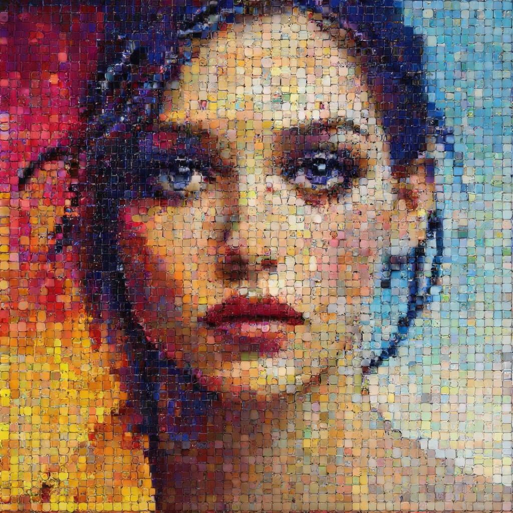 AI generated: Stable Diffusion prompt: mosaic, pixelated, tablet, create an artwork that ... (Stable Diffusion - Portraits)