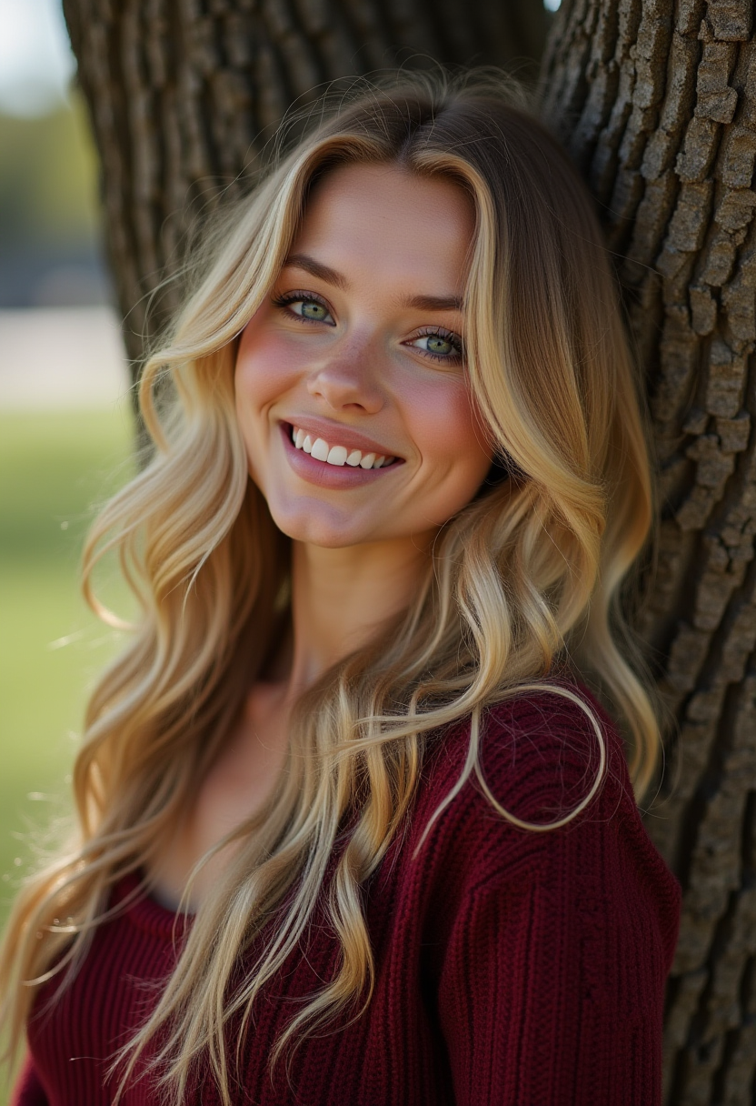 AI generated: FLUX prompt: woman, long blonde hair, full lips, light colored ... (FLUX - Photography)
