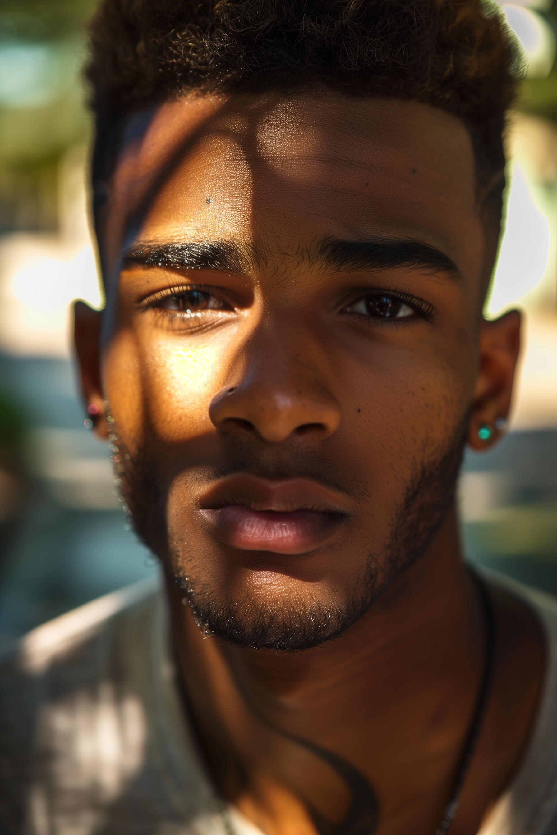 AI generated: Midjourney prompt: A handsome black man with short hair and brown eye... (Midjourney - Photography)