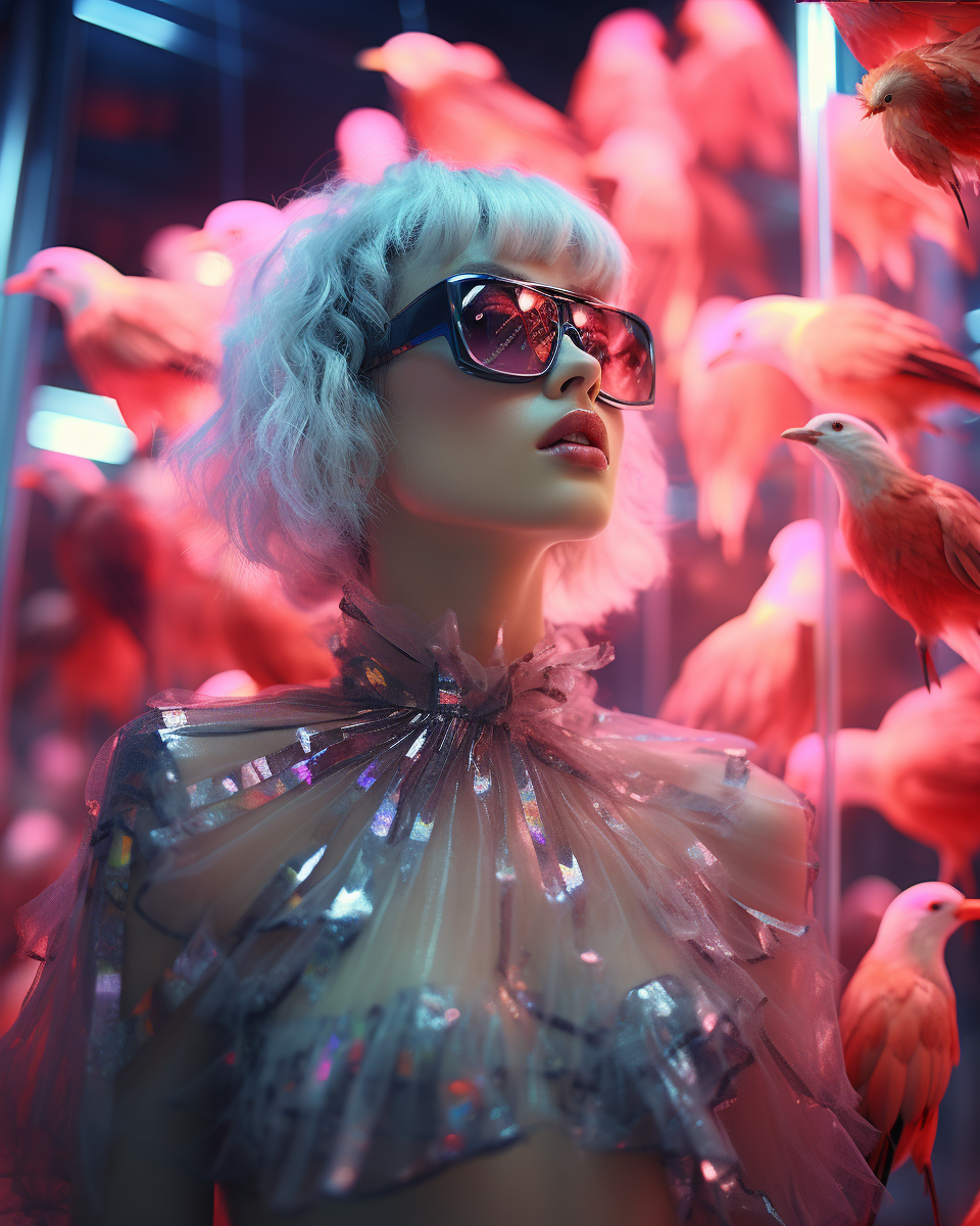 AI generated: Midjourney prompt: hologram of hybrid of woman and bird, vogue aesthe... (Midjourney - Portraits)