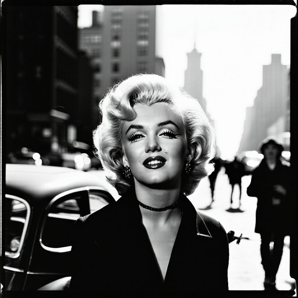 Stable Diffusion prompt: Black and white street photograp...