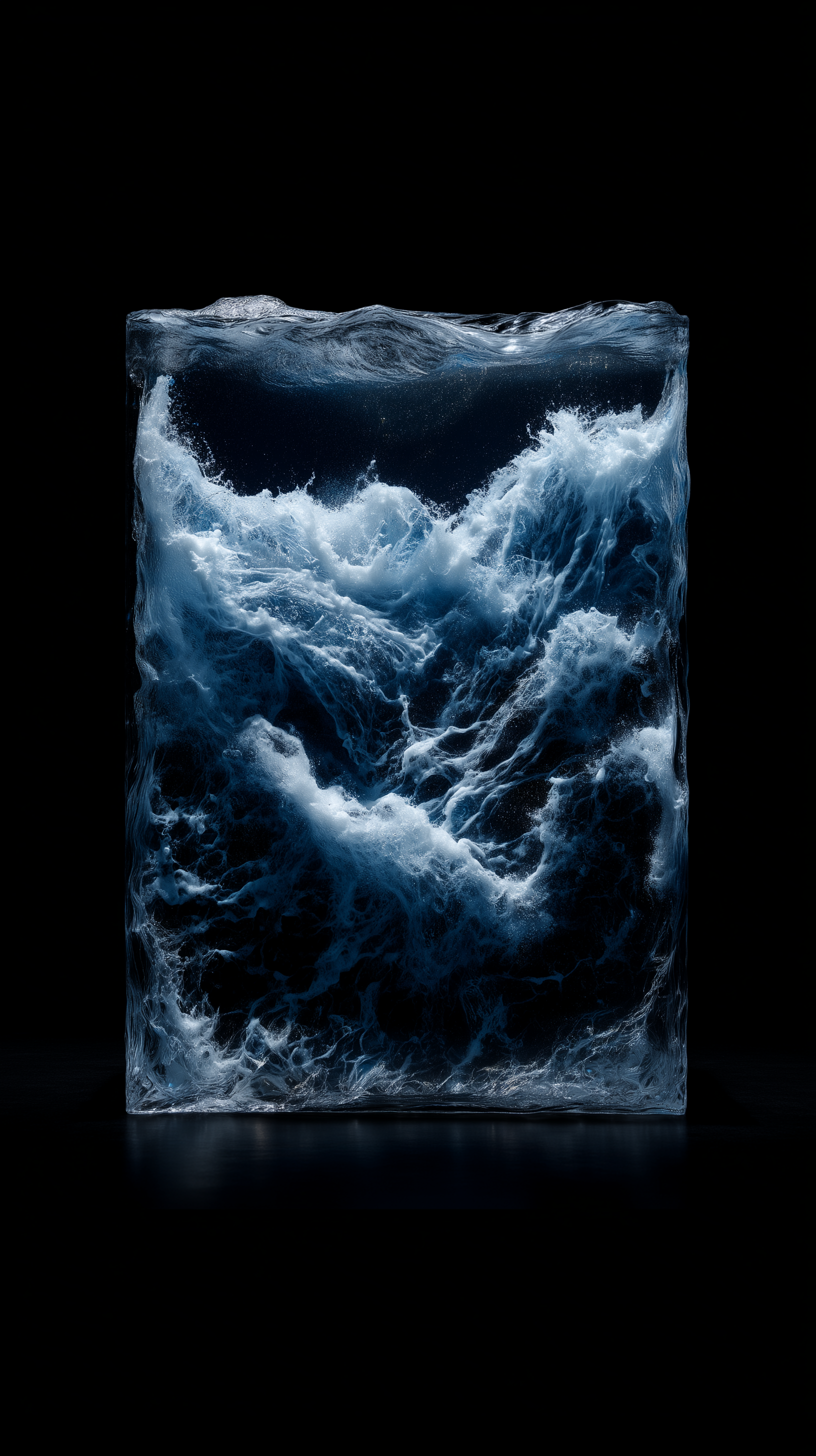 AI generated: Midjourney prompt: conceptual image, waves in a clear box, solid blac... (Midjourney - Concept Art)