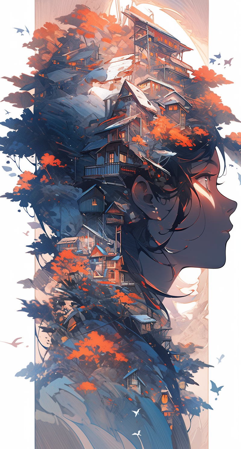 AI generated: Midjourney prompt: a colorful digital artwork of a woman's head and b... (Midjourney - Concept Art)