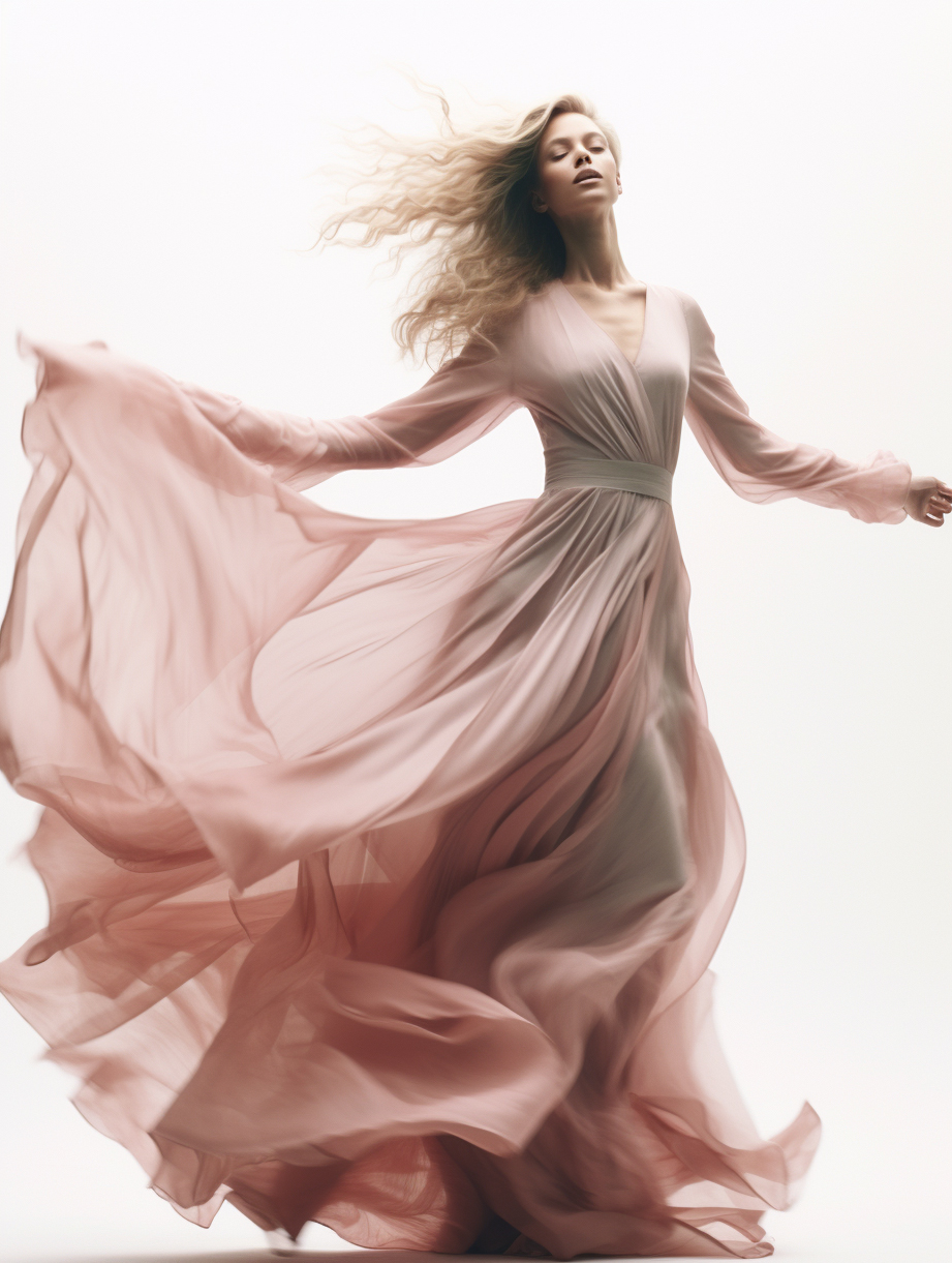 AI generated: Midjourney prompt: a woman in a long dress on the cover of a magazine... (Midjourney - Fashion)