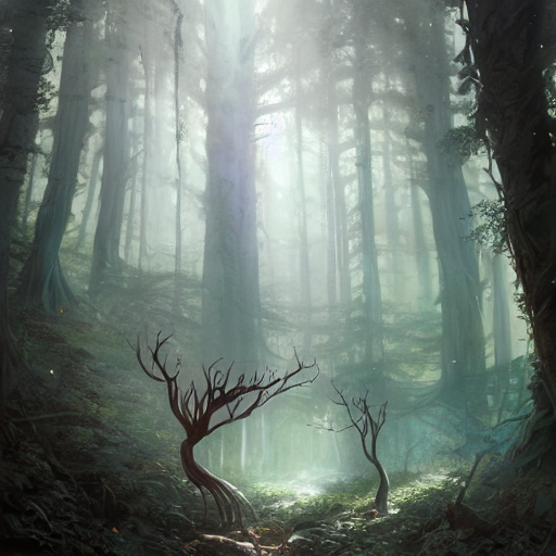 Stable Diffusion prompt: highly detailed creepy forest hu...