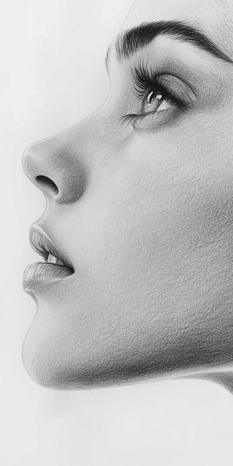 AI generated: Midjourney prompt: graphite pencil drawing, simple, woman's face, bea... (Midjourney - Portraits)