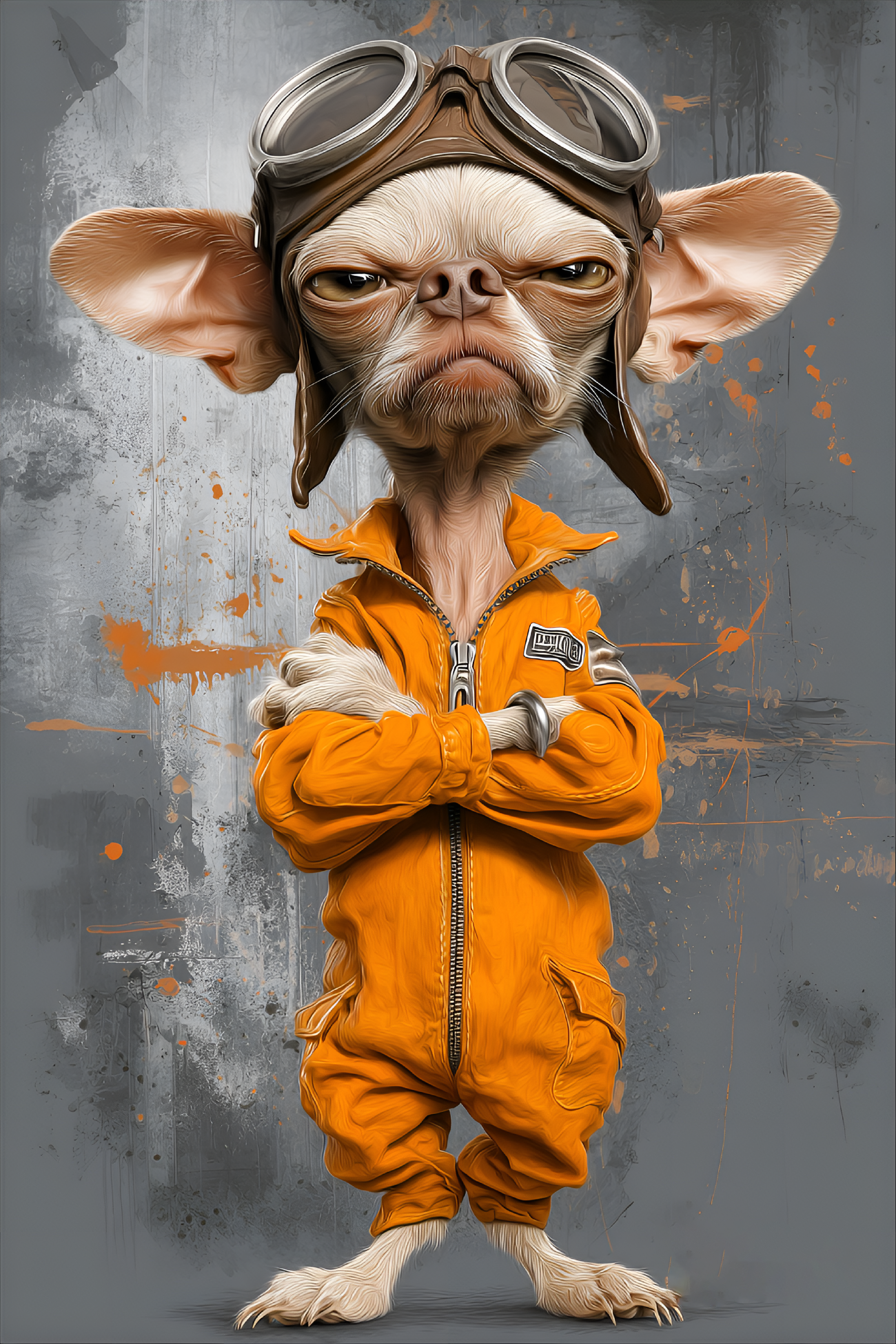 Midjourney prompt: funny caricature, tough chihuahua character, male,... - Midjourney