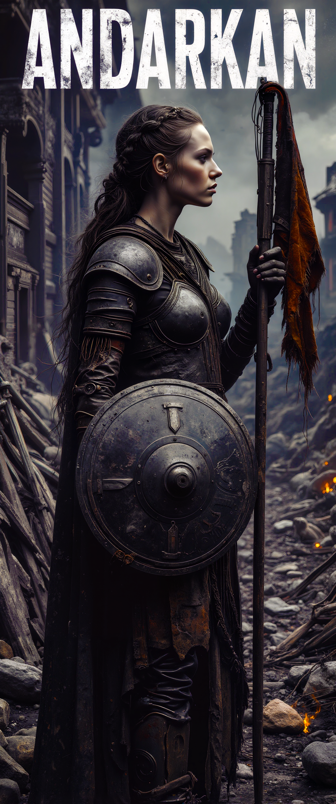FLUX prompt: The portrait of a Viking shieldmaiden standing ami... - FLUX