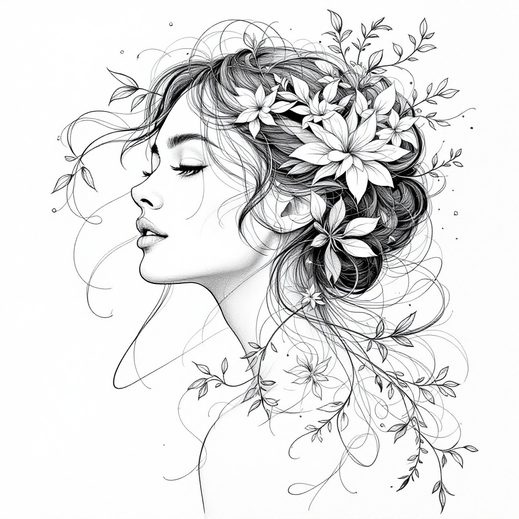 AI generated: FLUX prompt: Create a beautiful, intricate drawing of a woman i... (FLUX - Portraits)