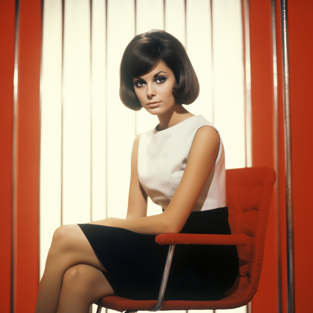 AI generated: Midjourney prompt: woman, 1960's, sitting (Midjourney - Fashion)