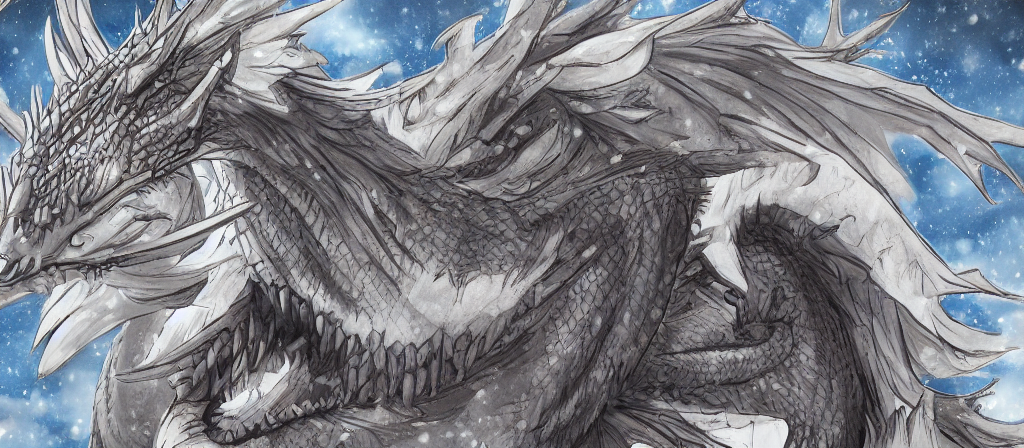 Stable Diffusion prompt: dragon winter, style rimuru mang...