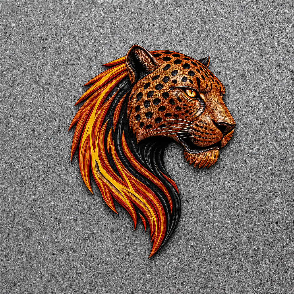 AI generated: FLUX prompt: a logo of a majestic bronze-wooden leopard statue ... (FLUX - Logos, Icons & Design)