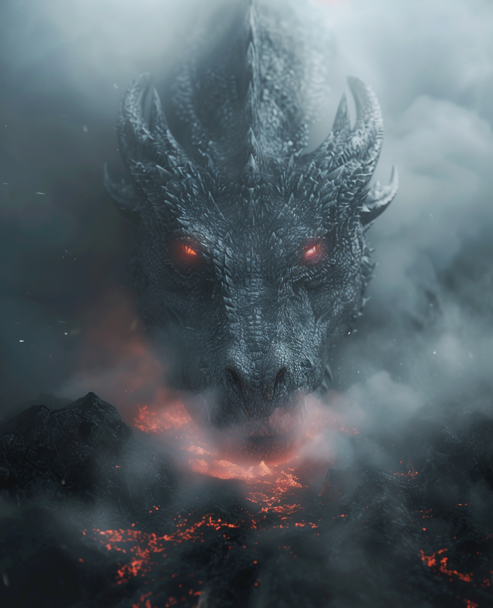 AI generated: Midjourney prompt: A cinematic movie still of an epic giant dragon he... (Midjourney - Concept Art)