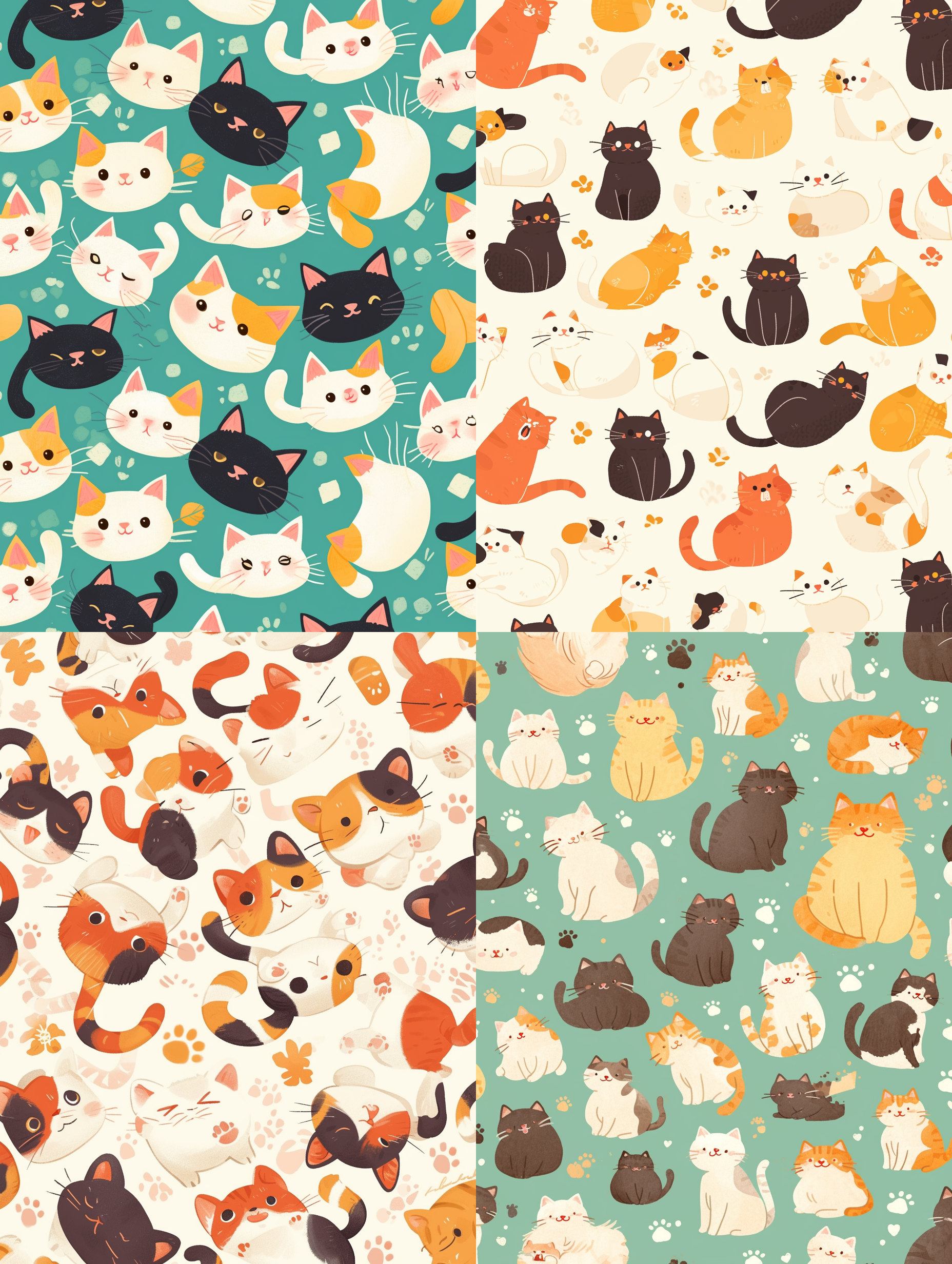 AI generated: Midjourney prompt: Cute cat patterns for notebook cover --s 50 (Midjourney - Logo Icon Design)