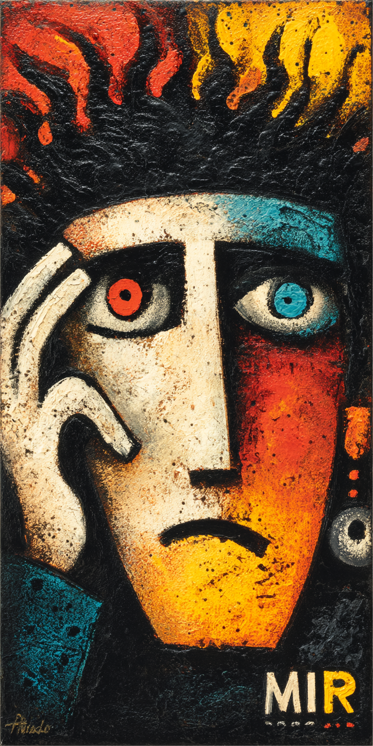 AI generated: Midjourney prompt: A painting in the style of Joan Miro depicting a c... (Midjourney - Concept Art)