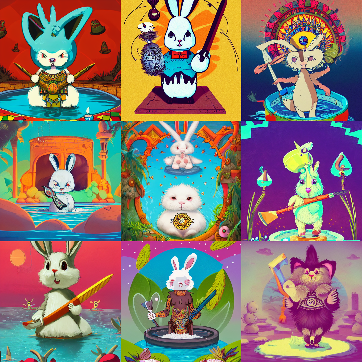 Stable Diffusion prompt: a cute fluffy rabbit standing in...
