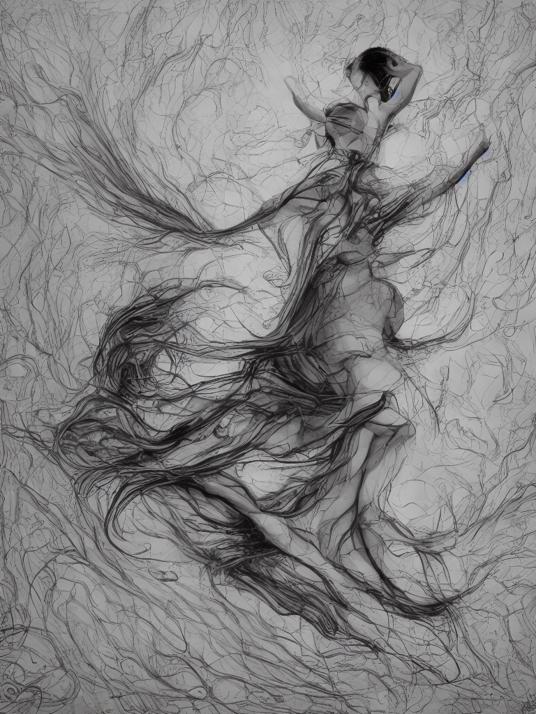 Stable Diffusion prompt: 1 inspired young woman, open dre...