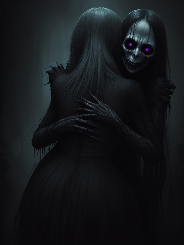 DreamShaper prompt: woman being hugged from behind by an ...