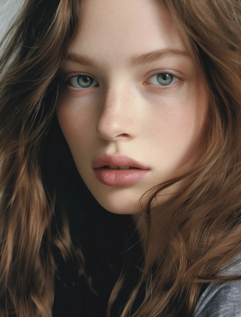 صورة مولدة بالذكاء الاصطناعي: Midjourney prompt: a close up of a person with long hair, a picture, ... (نموذج Midjourney - صور شخصية)