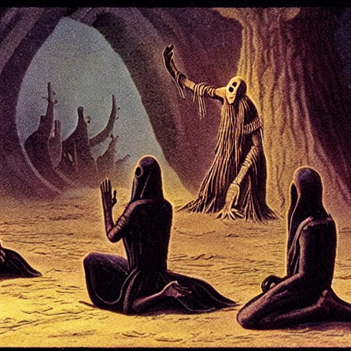 Stable Diffusion prompt: a cultist initiate listens to a ...