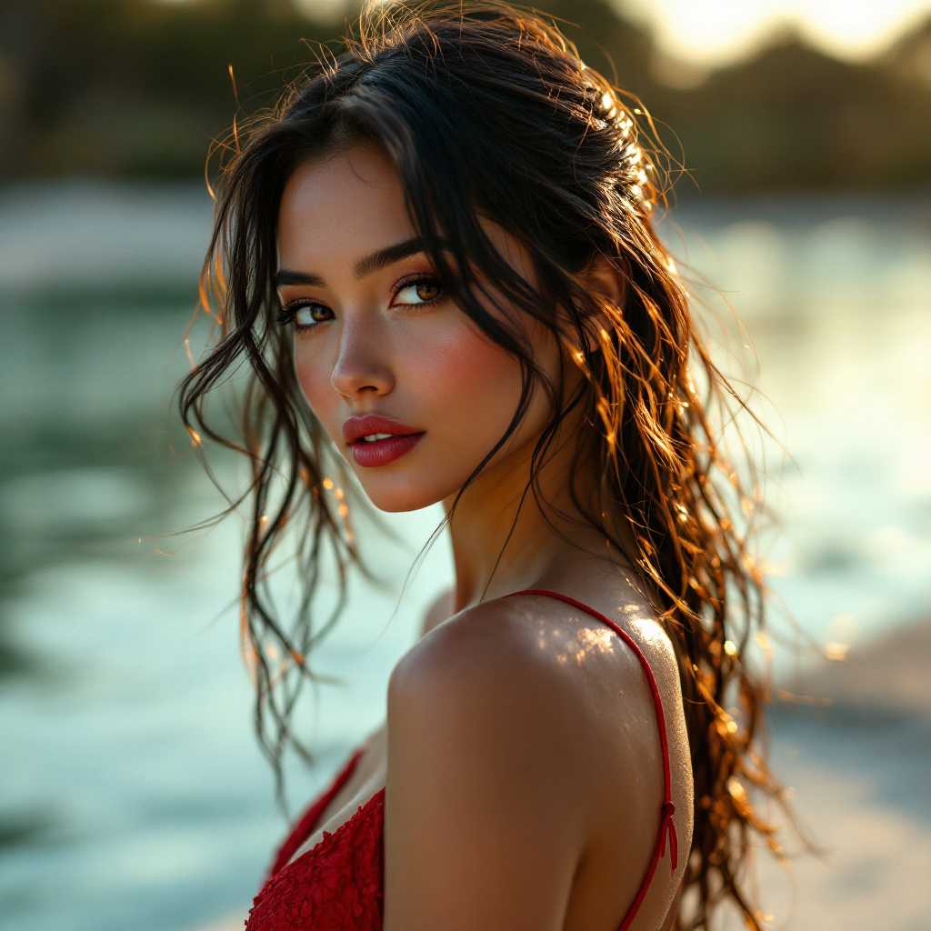 AI generated: FLUX prompt: Glam shot photo of a pretty lady, side view portra... (FLUX - Portraits)