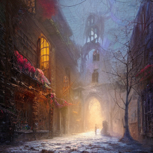 Stable Diffusion prompt: the streets of an abandoned crum...