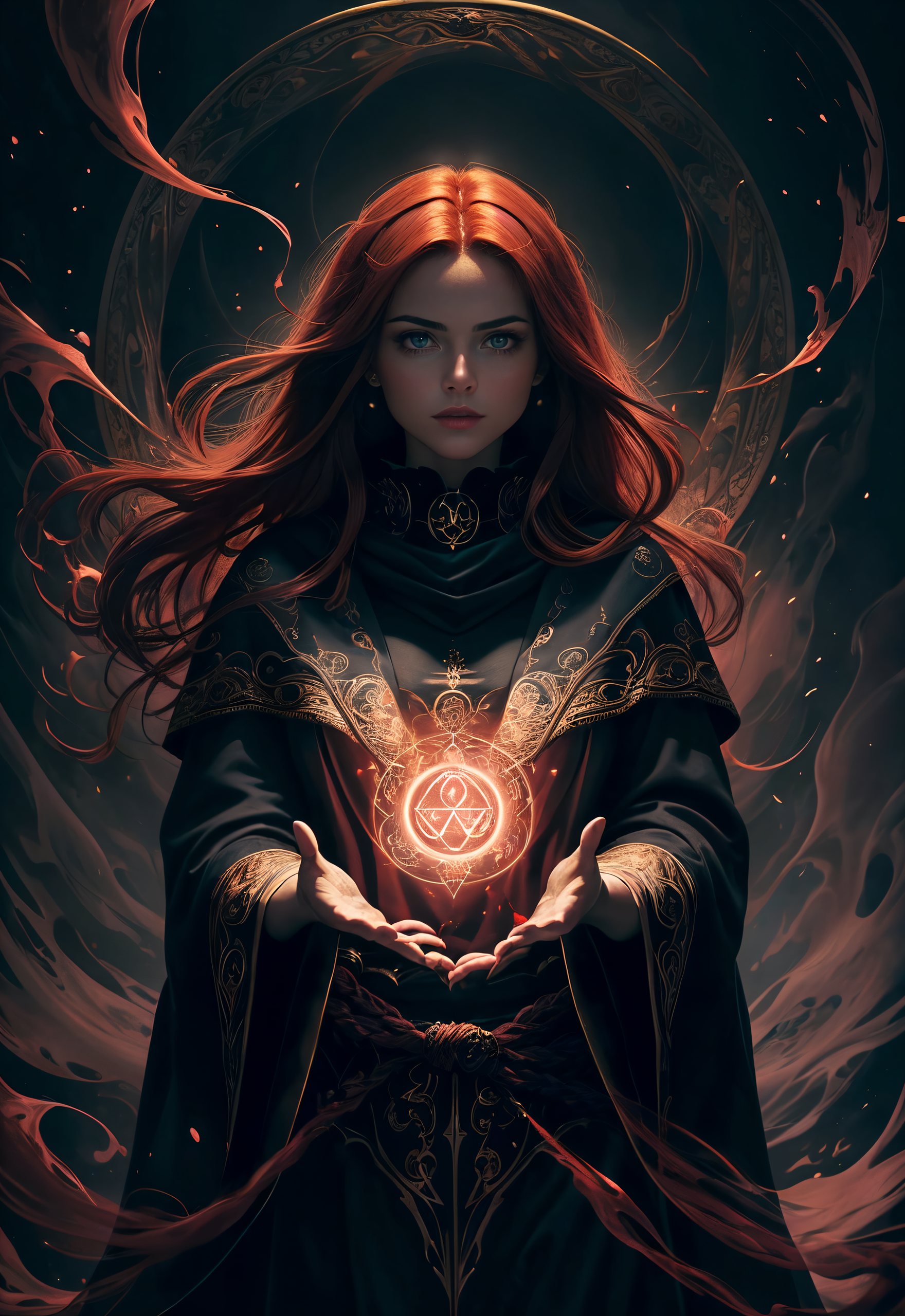 AI generated: Red Warlock (DreamShaper - Character Design)