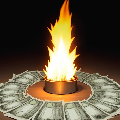 صورة مولدة بالذكاء الاصطناعي: DreamShaper prompt: a lot of money burning (نموذج DreamShaper - فن مفاهيمي)