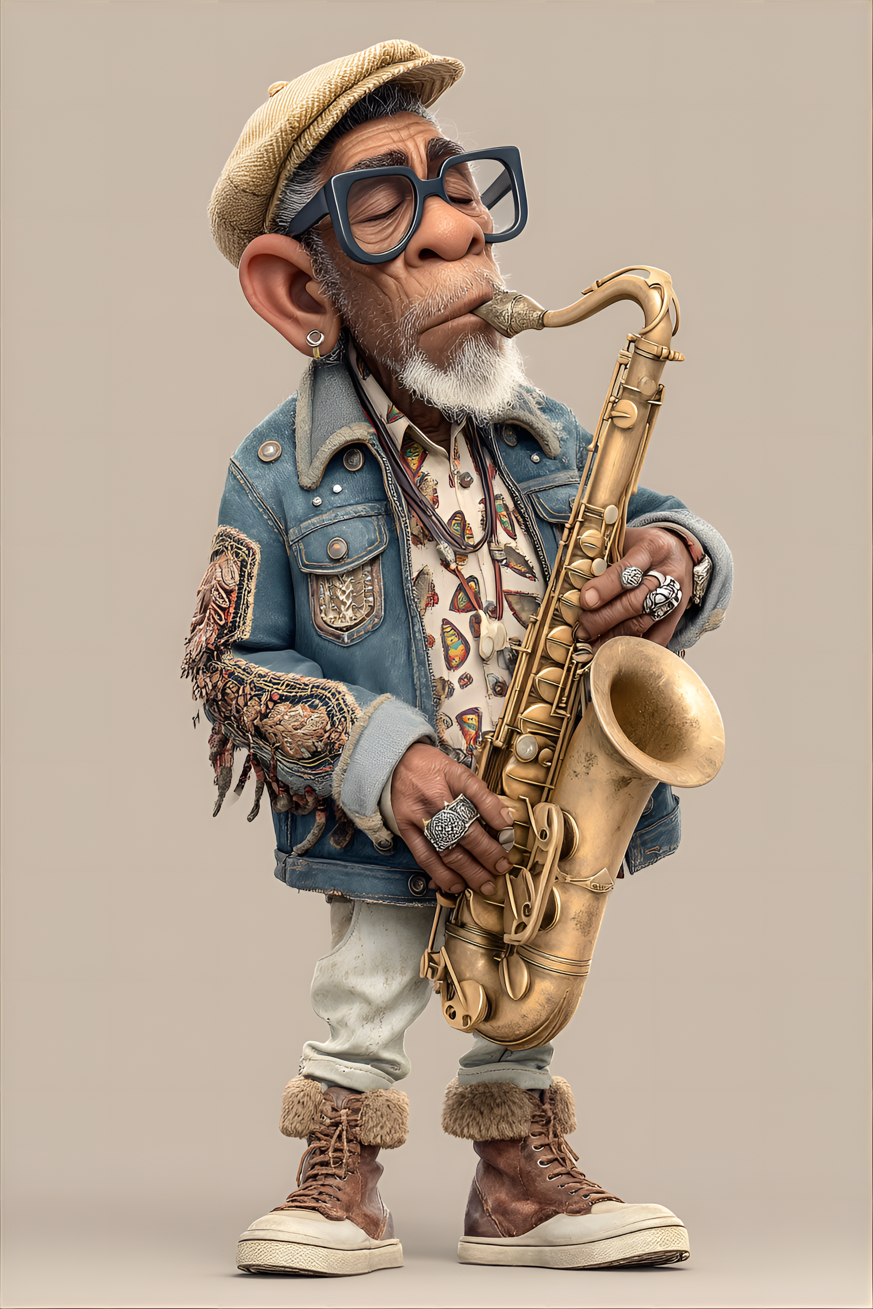 AI generated: Midjourney prompt: whimsical cartoon depiction of an elderly Black ma... (Midjourney - Portraits)