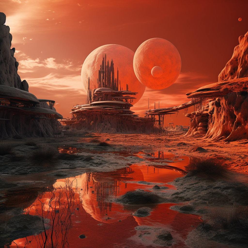 AI generated: Midjourney prompt: one small dome shaped object is in the water, in t... (Midjourney - Landscapes)
